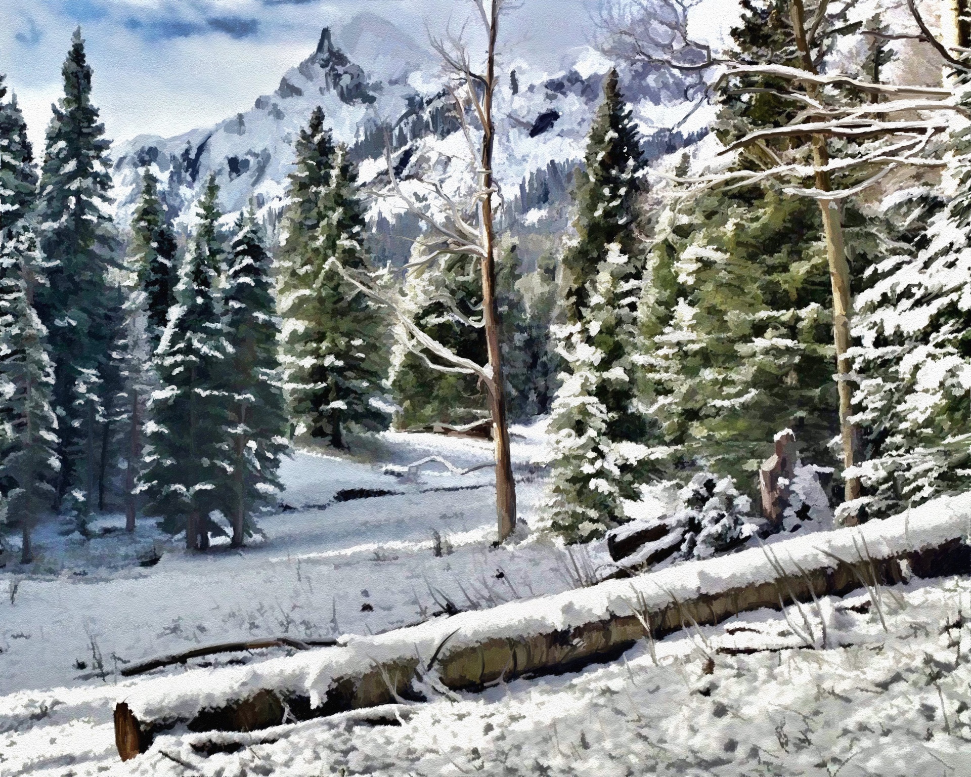 mountain snow trees free photo