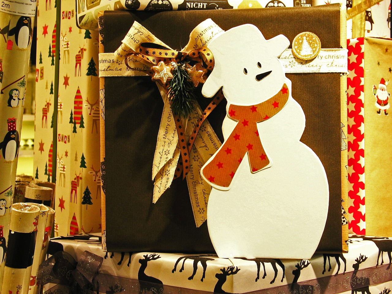 snow man decoration deco free photo