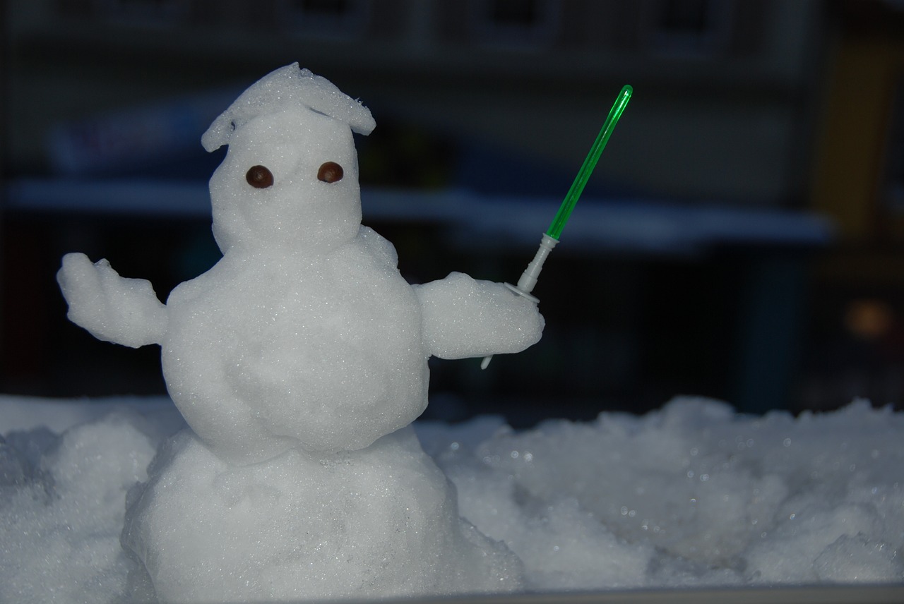 snow man laser sword dark free photo