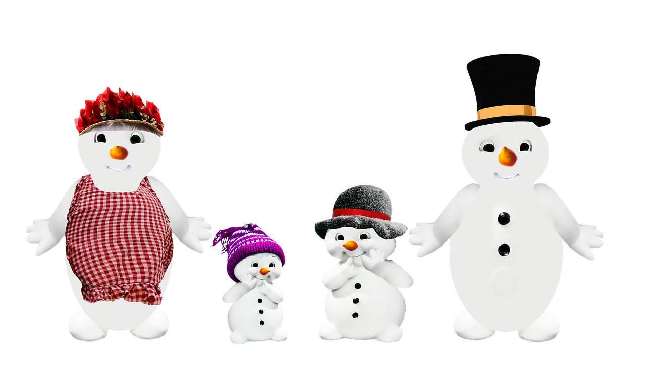 snow man family parents free photo