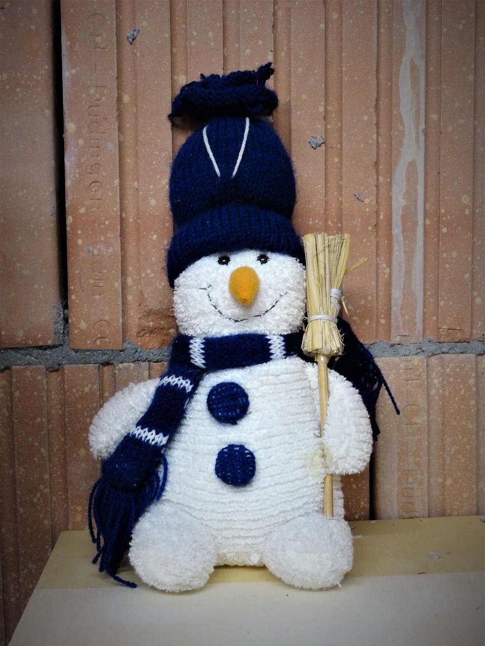 snow man winter knitted free photo
