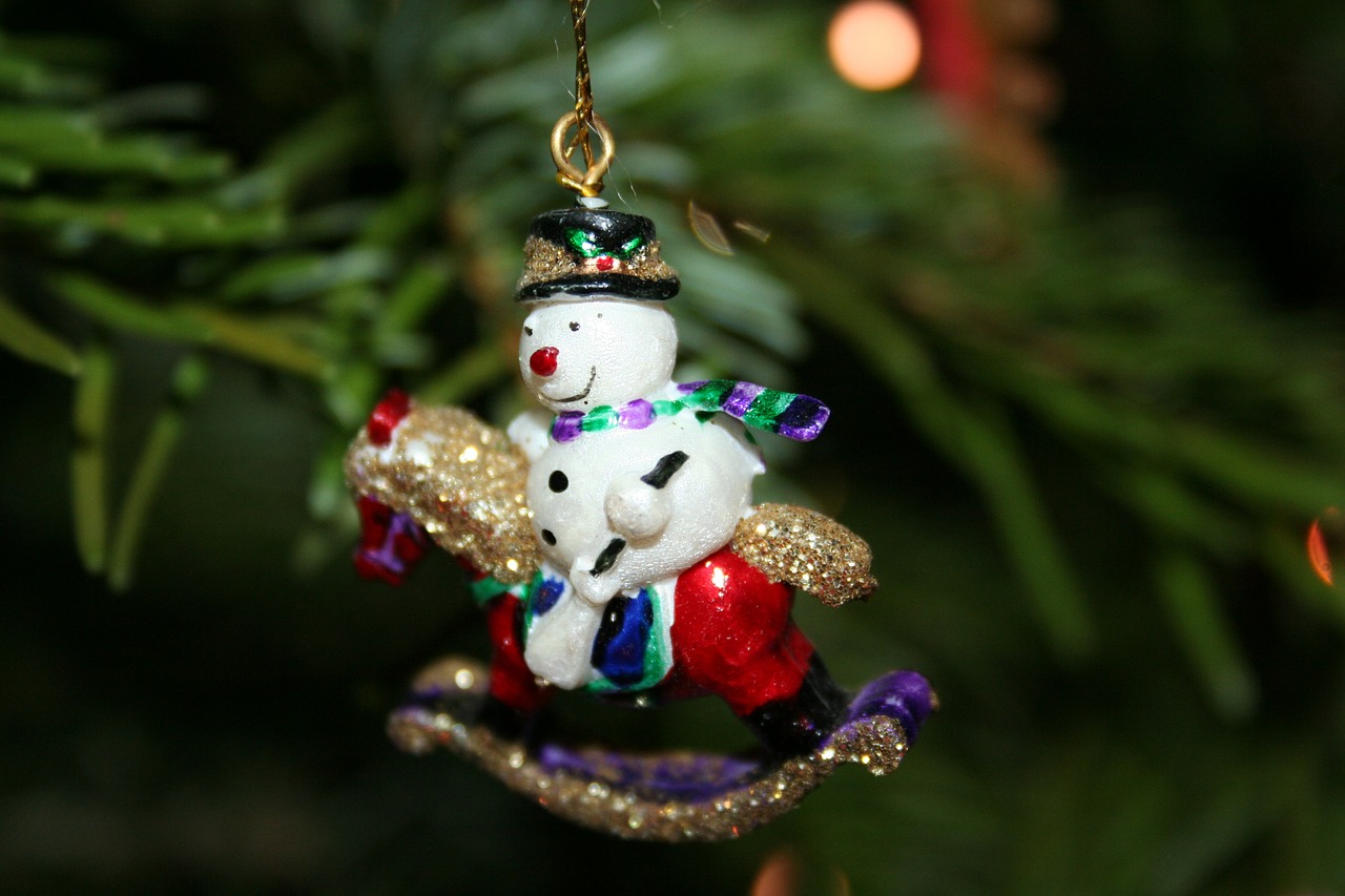 snow man rocking horse christmas free photo