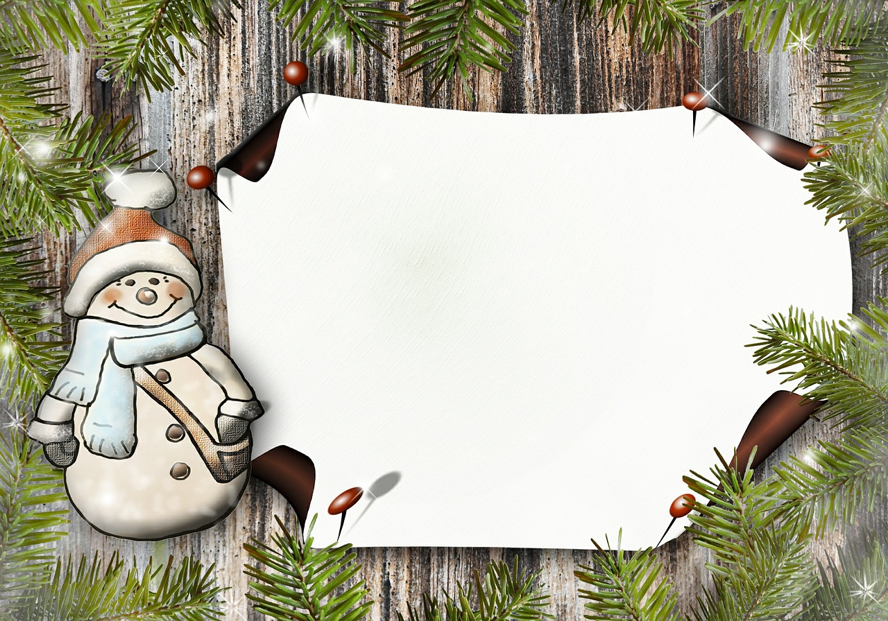 snow man paper greeting card free photo
