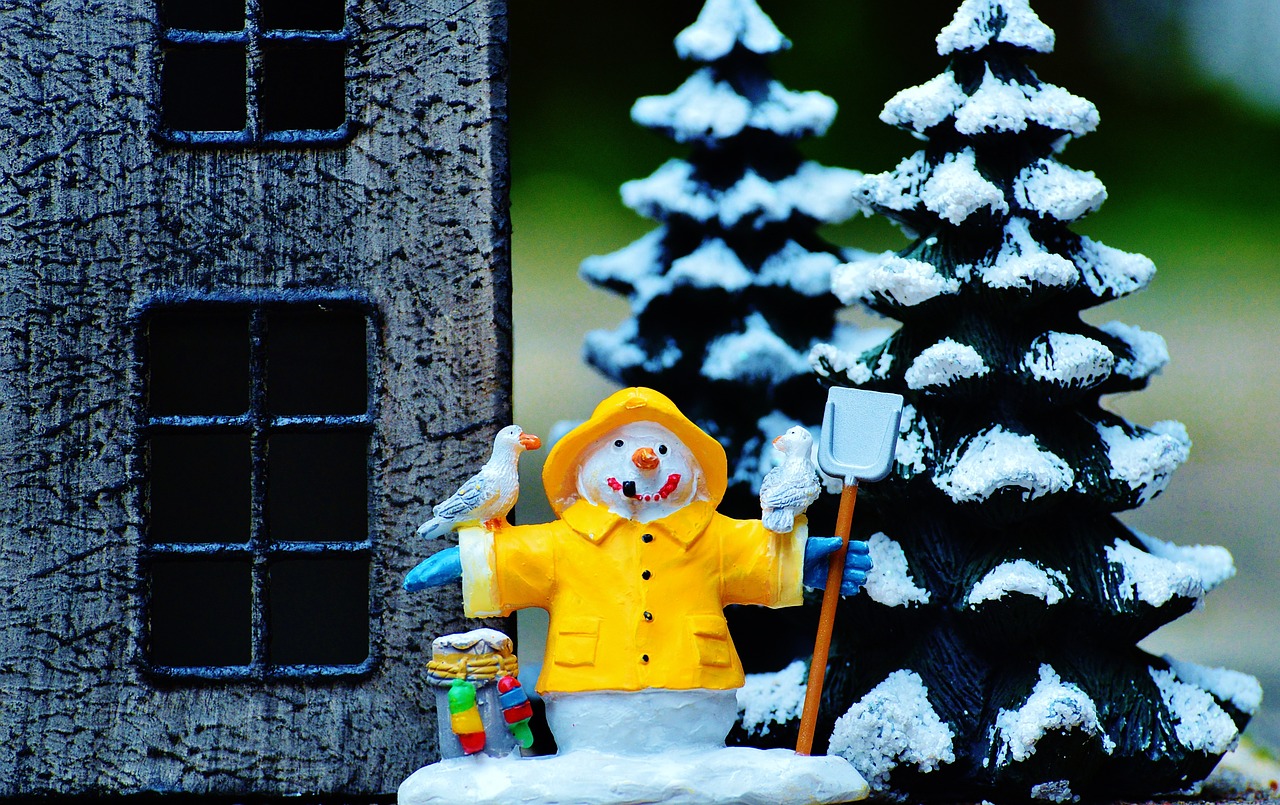 snow man home firs free photo