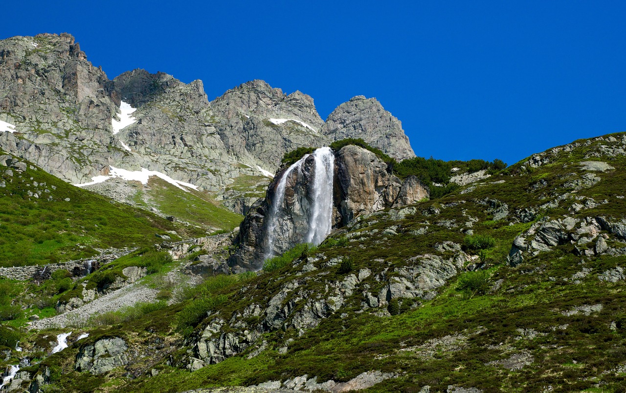 snow melt waterfall alpine free photo