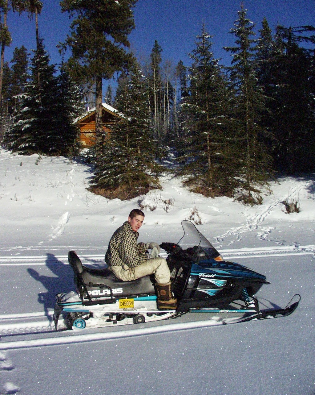 snow mobile winter boy free photo