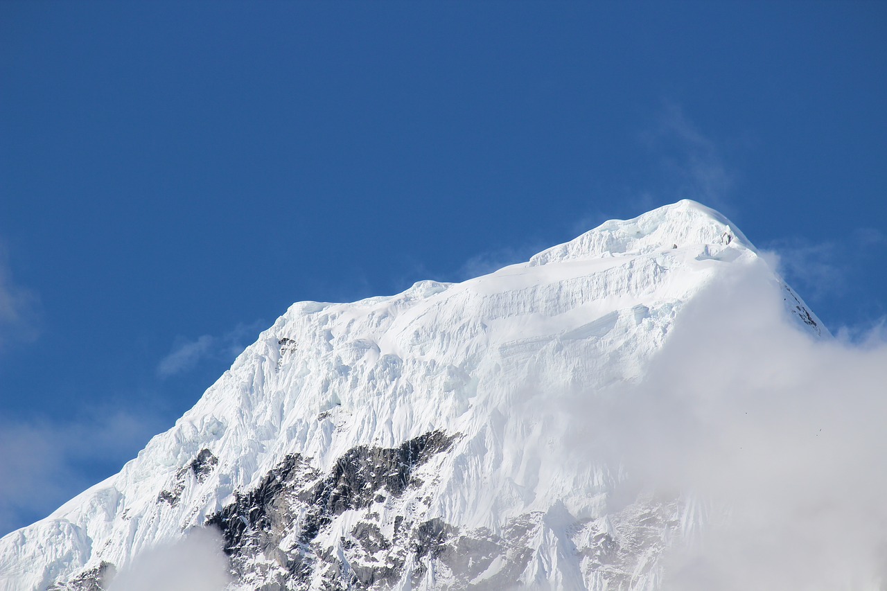 snow mountain blue sky blue free photo