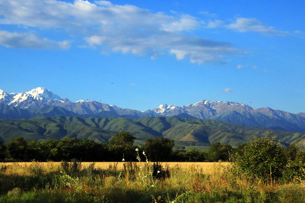 snow mountain blue sky white cloud free photo