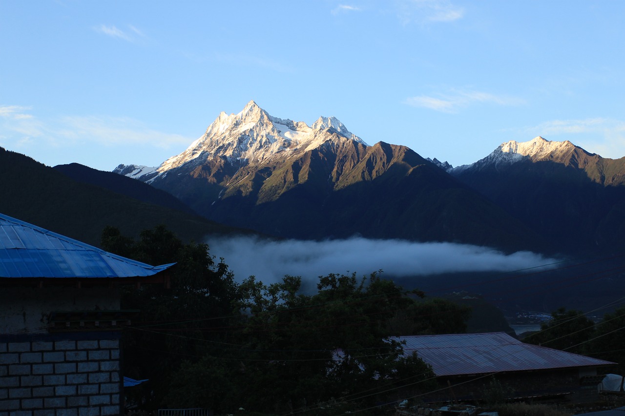 snow mountain  early in the morning  sunrise free photo