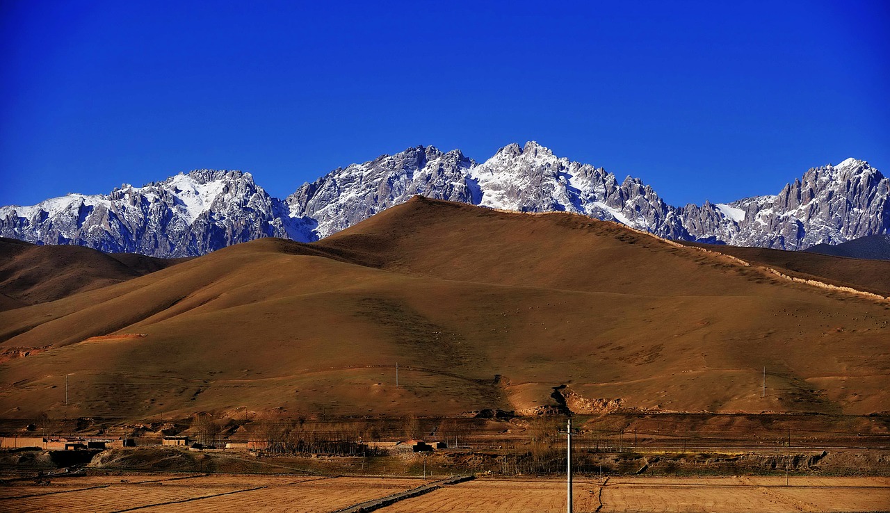 snow mountain grassland qilian mountains free photo