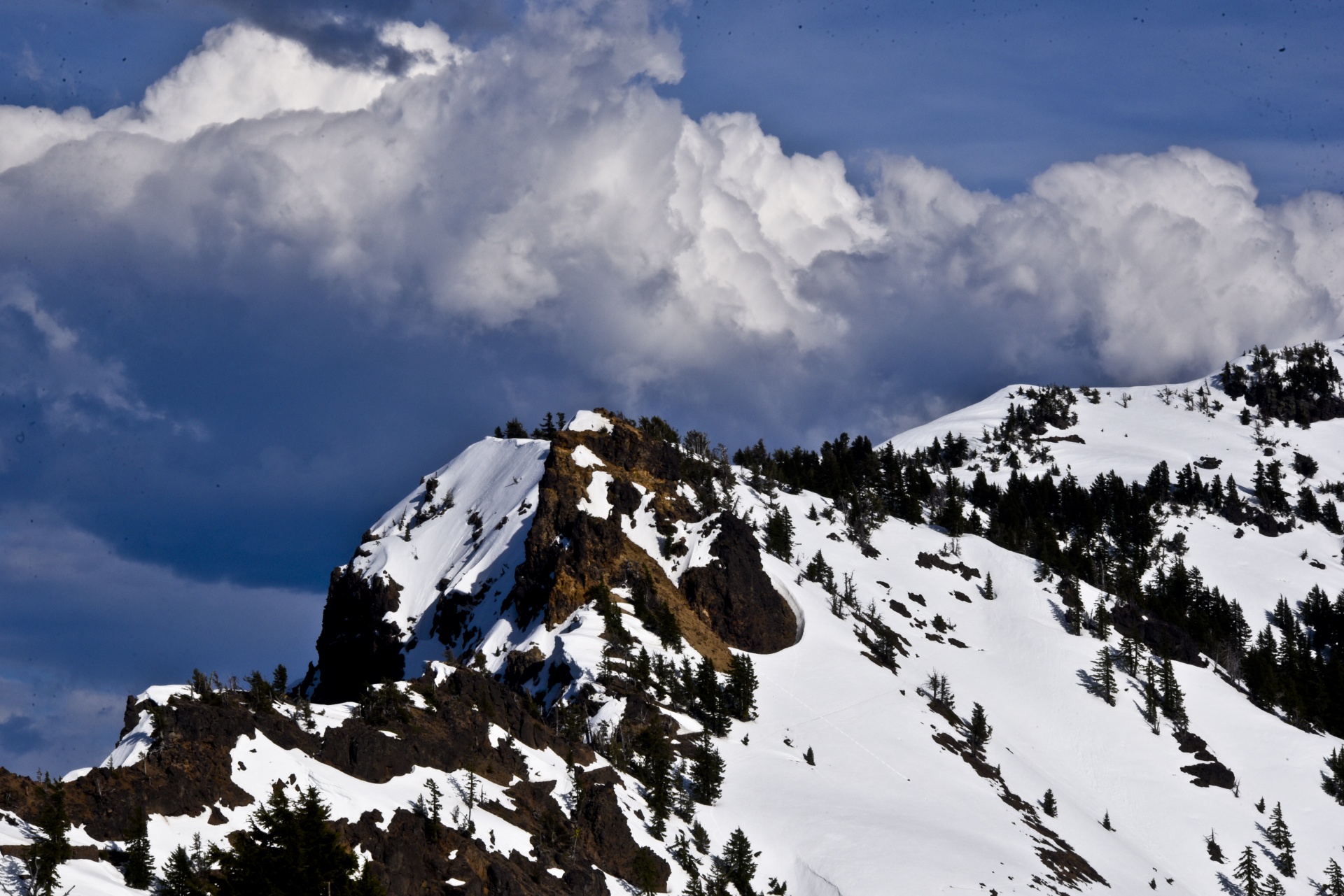 snow mountain clouds free photo