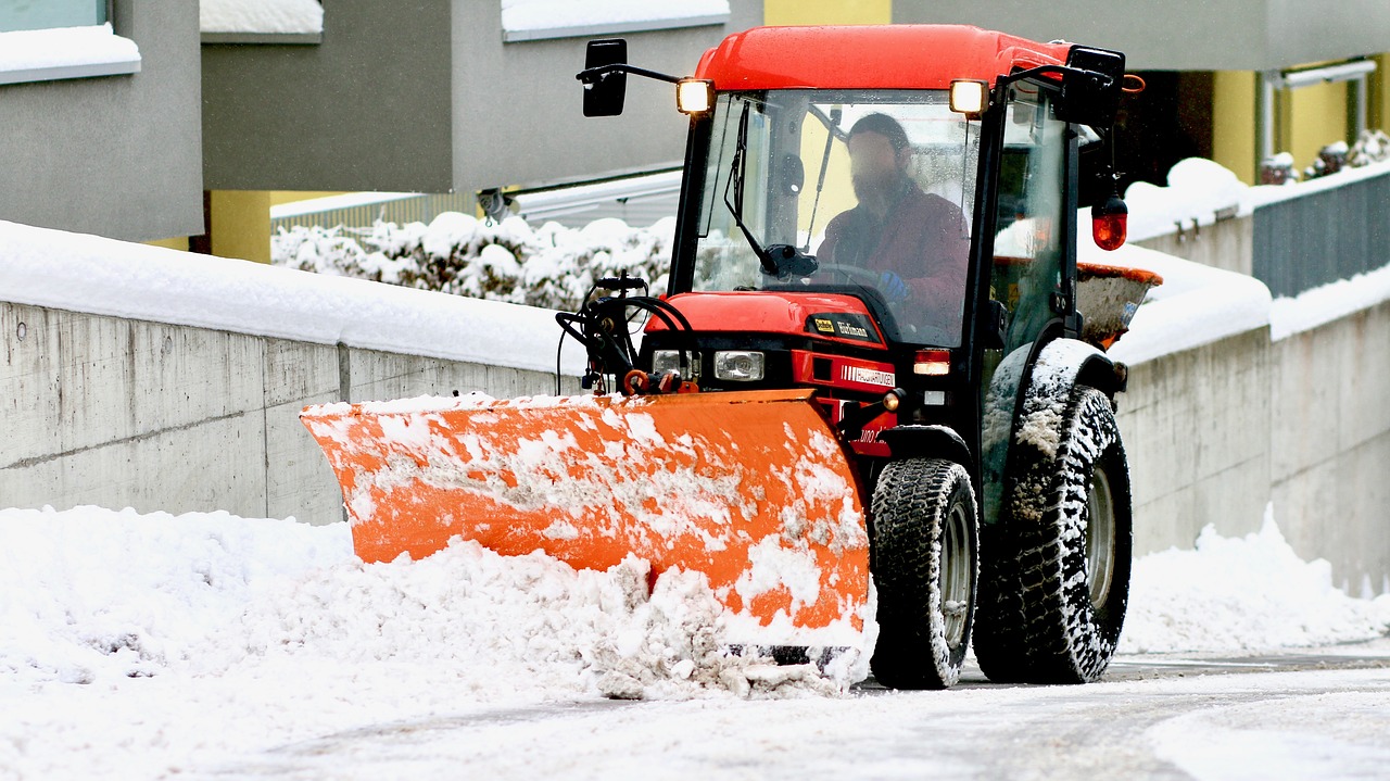 snow plowing plough tractor free photo