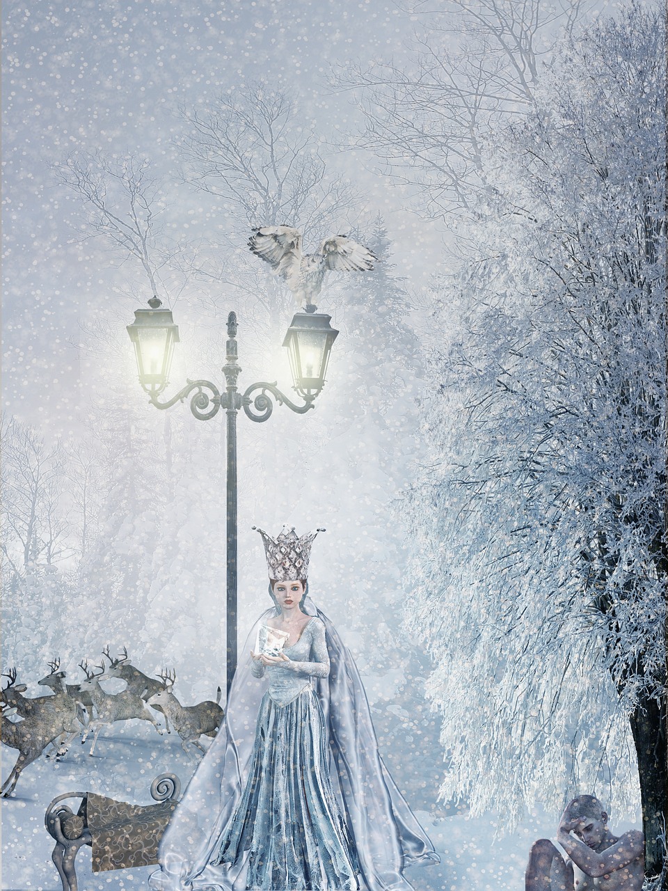 snow queen fairy tales winter free photo