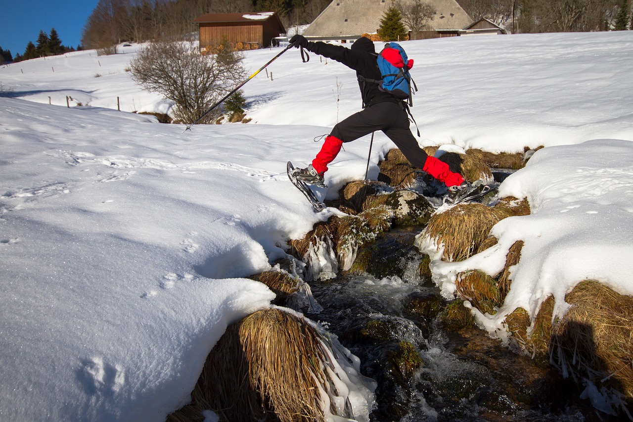 snow shoe hike winter snow free photo