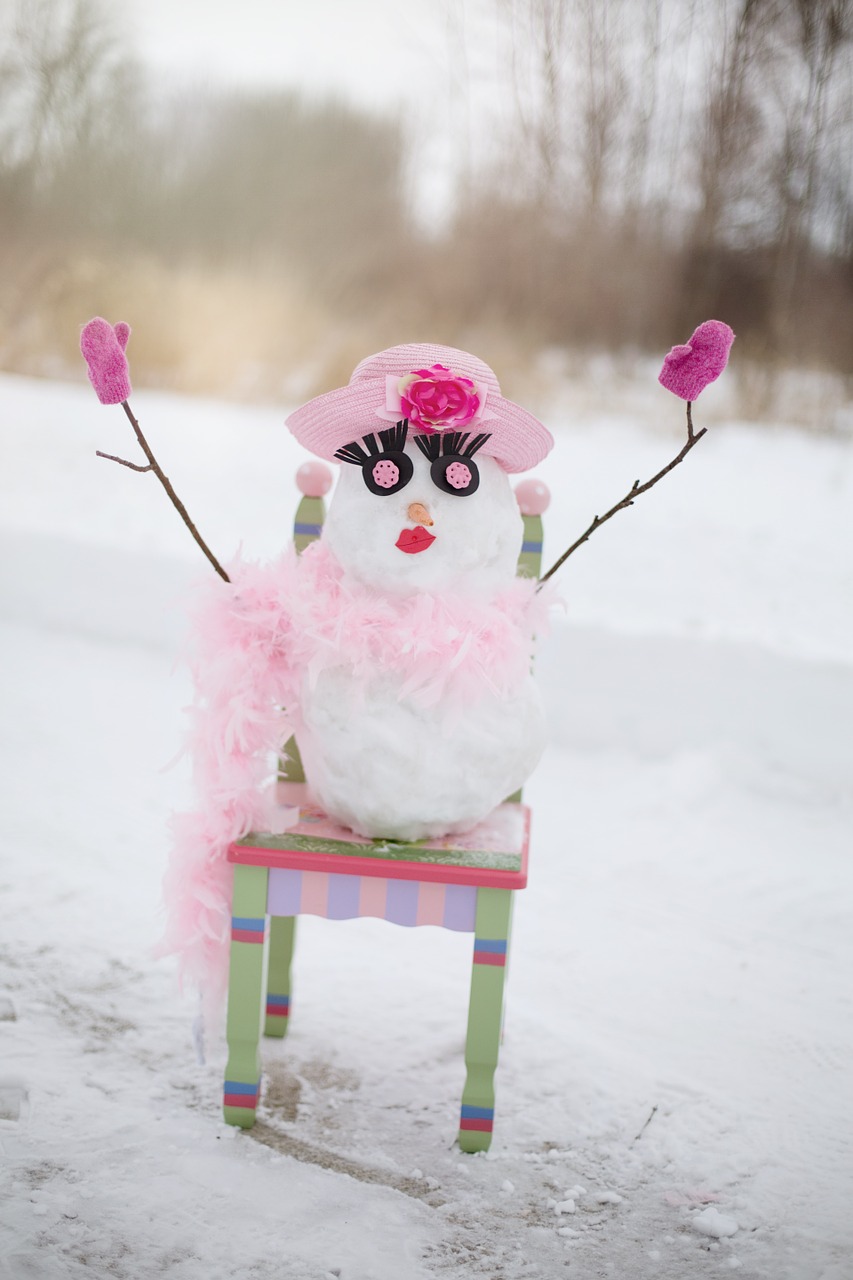 snow woman snowman snow man free photo