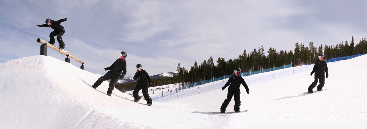 snowboarding sequence rail free photo