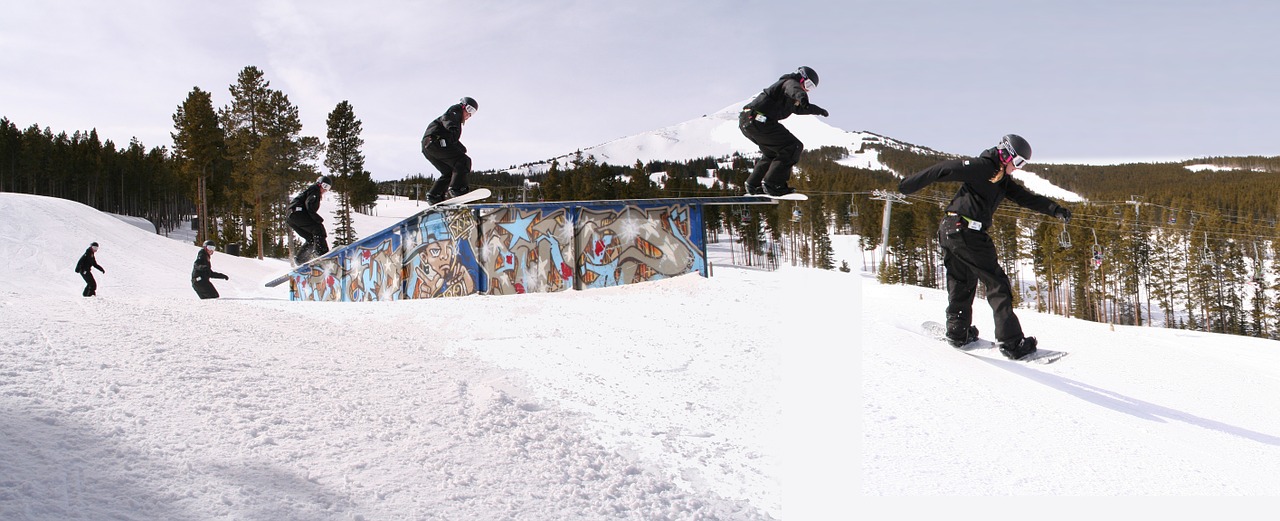 snowboarding rail-slide snowboarder free photo