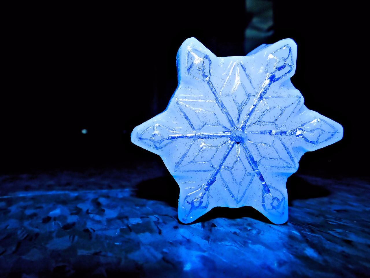 snowflake blue low light free photo