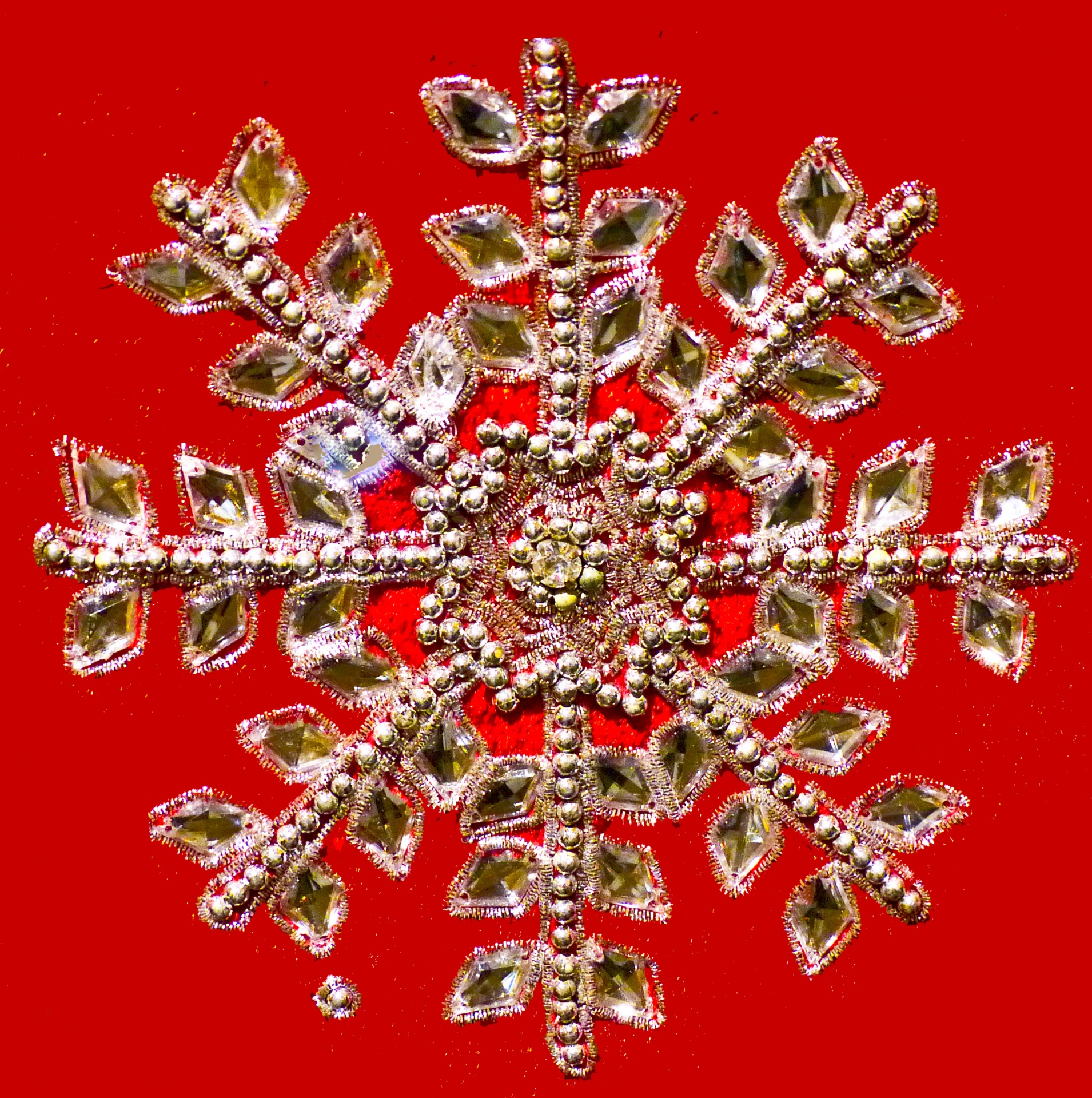 snowflake red jewels free photo