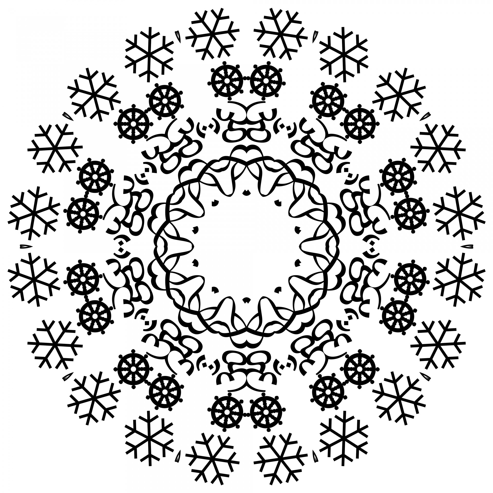 snowflakes circle kaleidoscope free photo