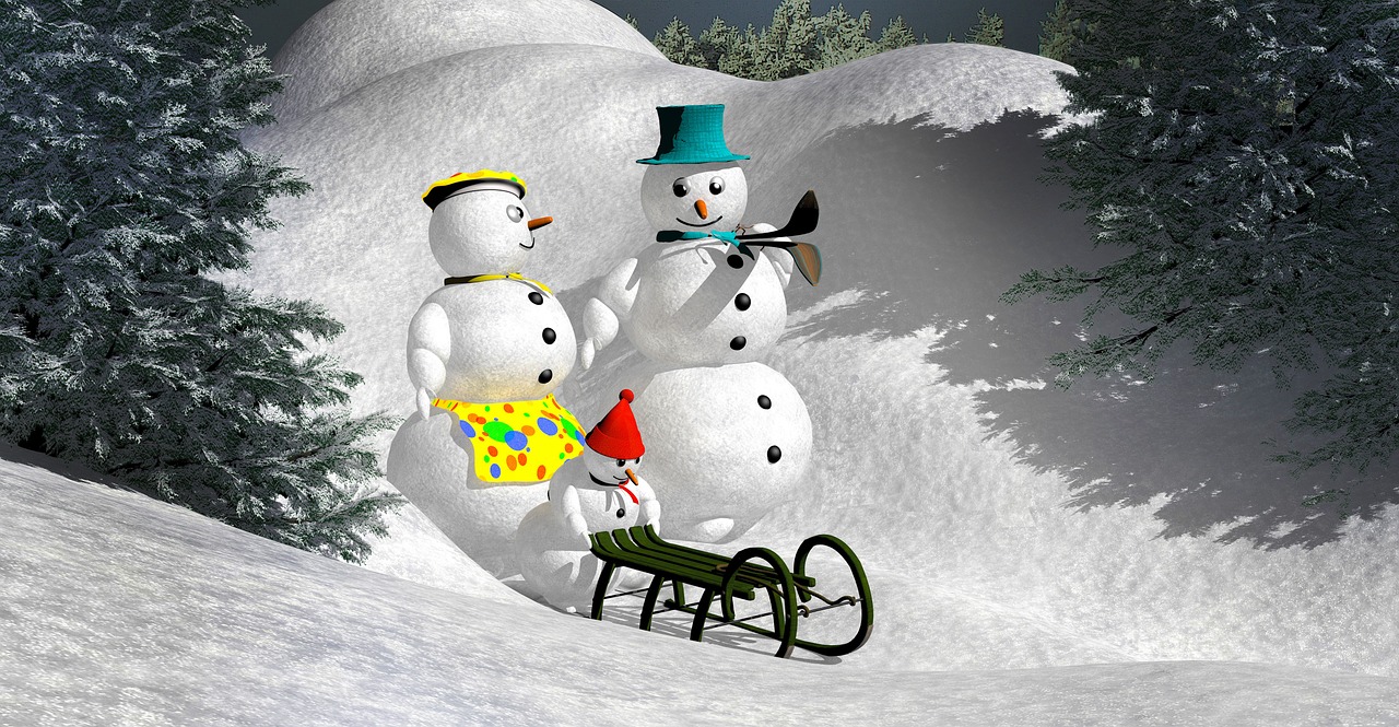 snowman sledge christmas free photo