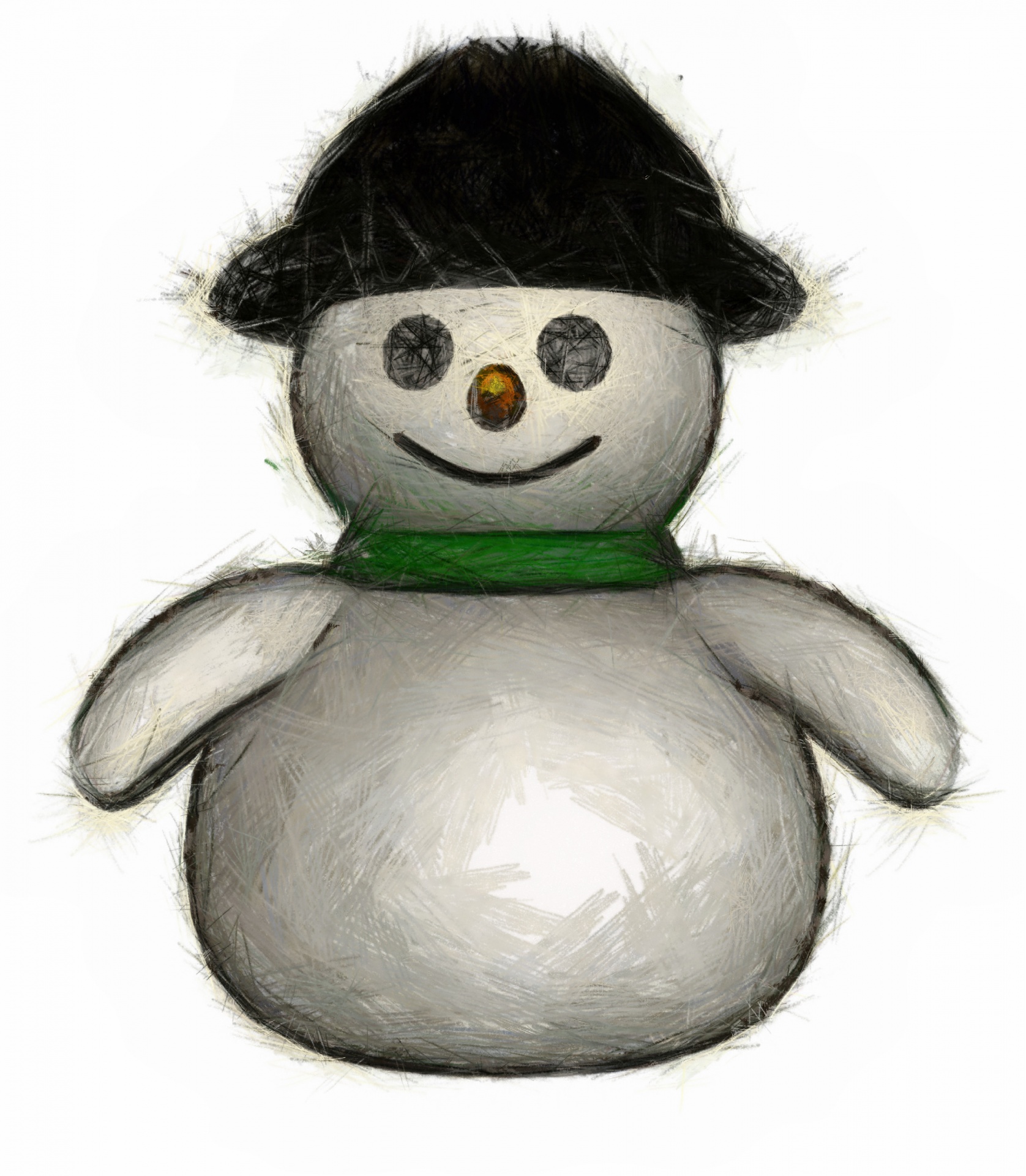 pencil drawing snowman free photo