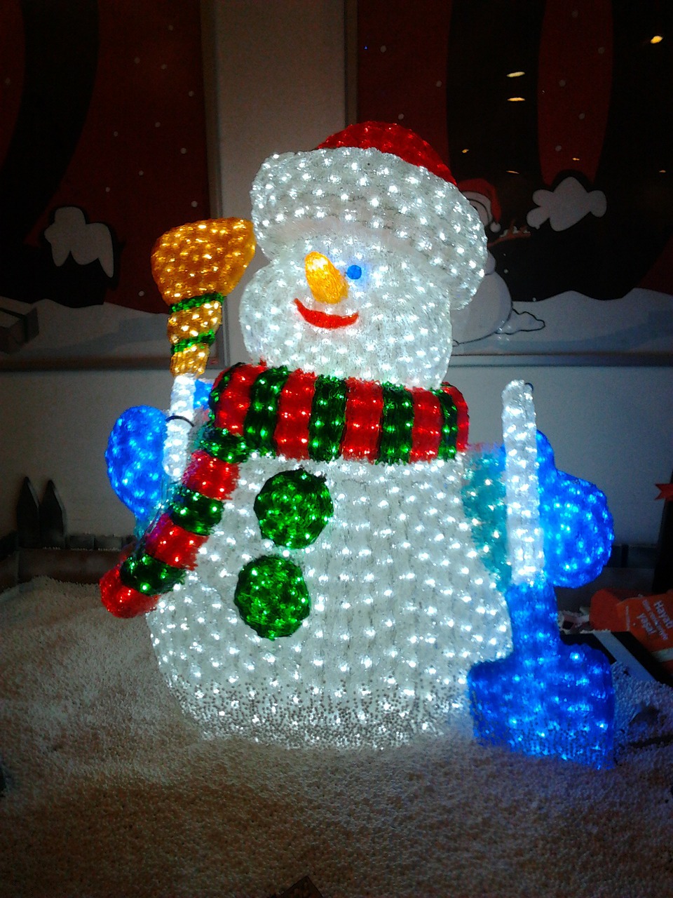 snowman man illuminated call out free photo
