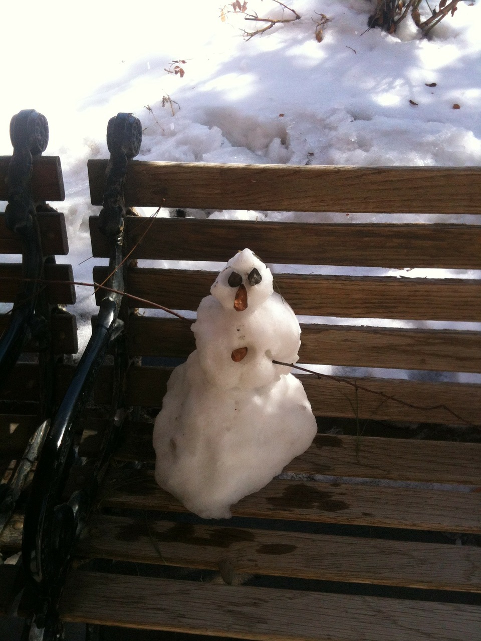 snowman bench wooden free photo