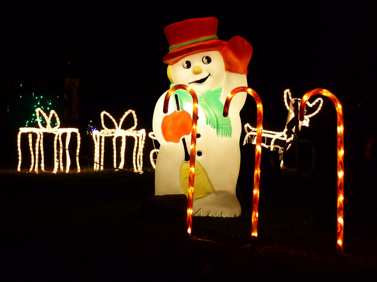snowman christmas light free photo