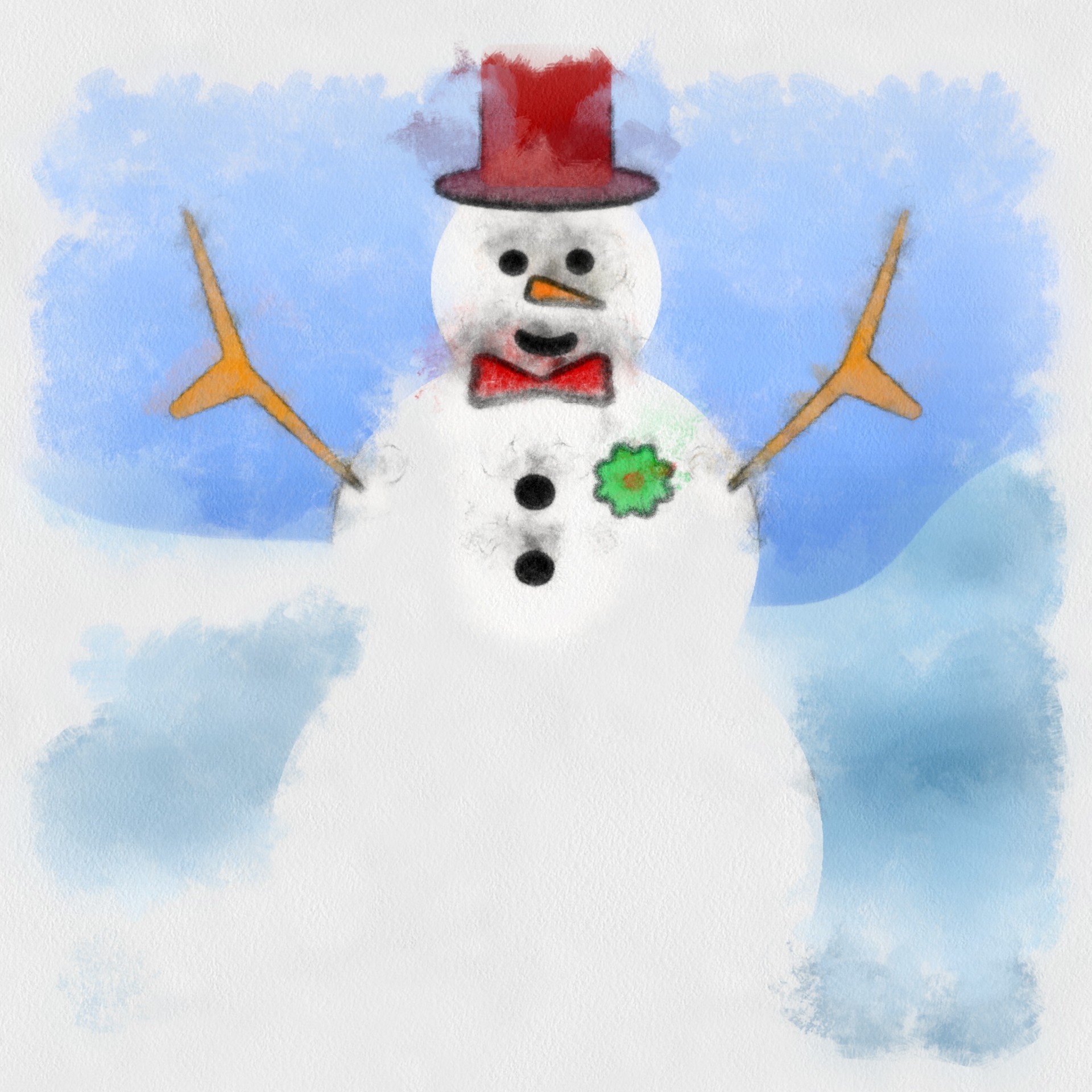 painting snowman isolated free photo
