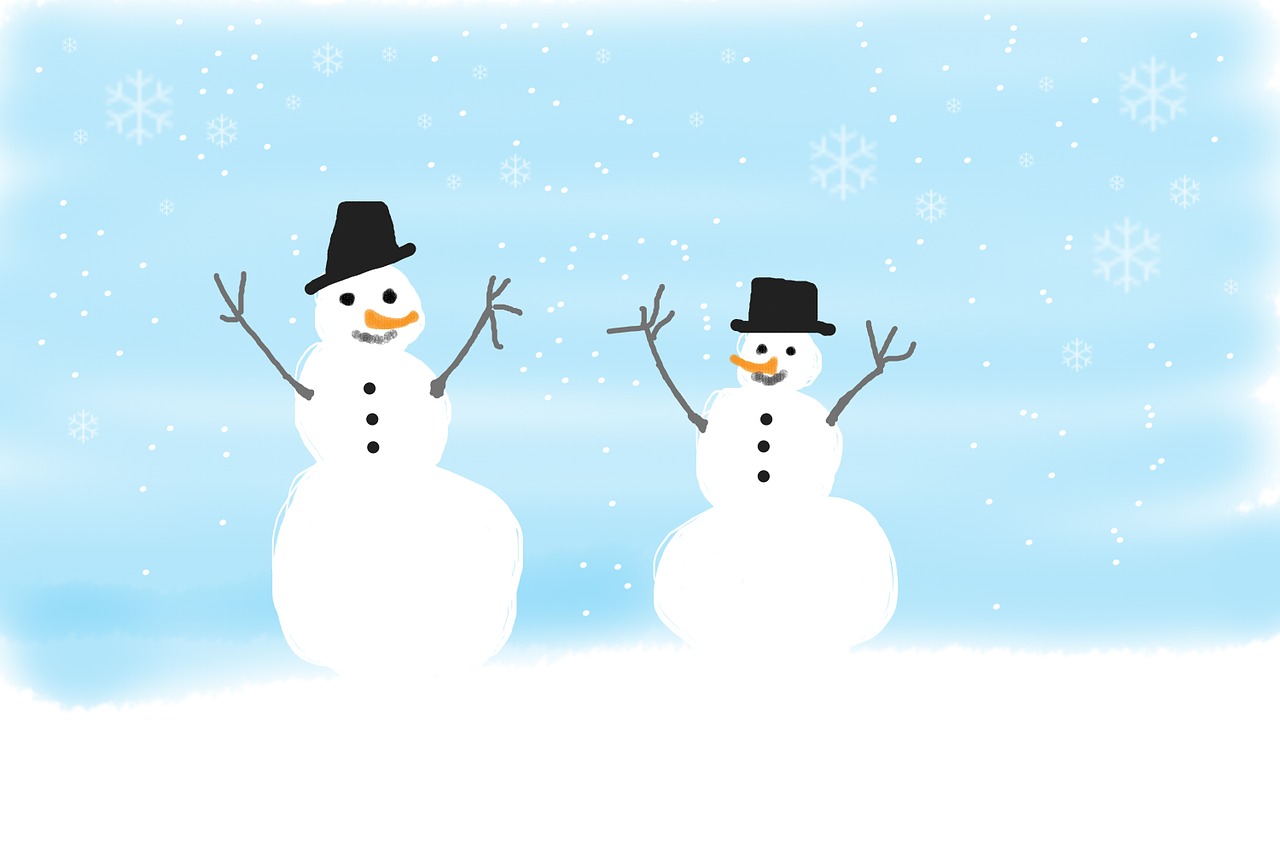 snowmen winter children drawing free photo