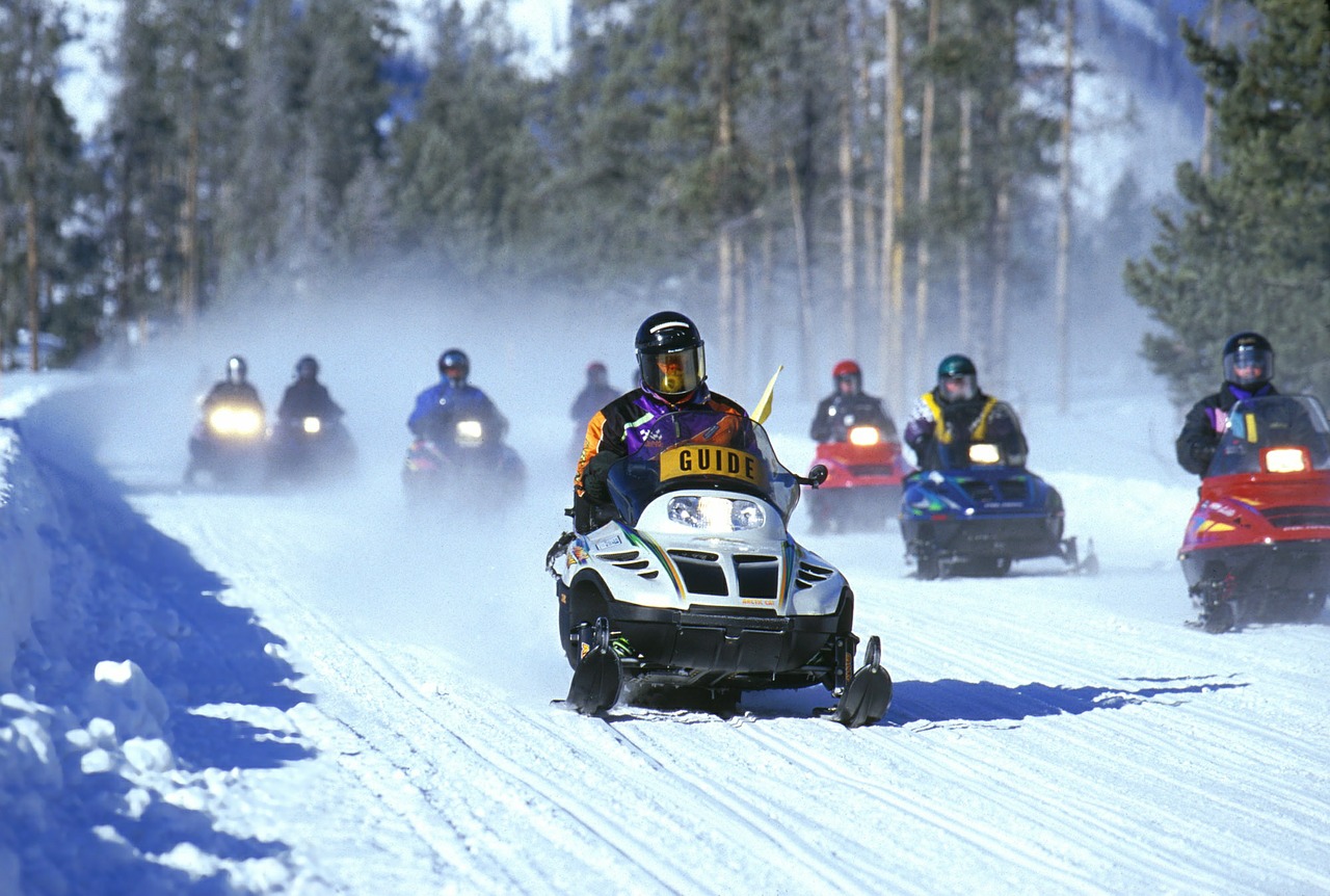 snowmobiles winter yellowstone free photo