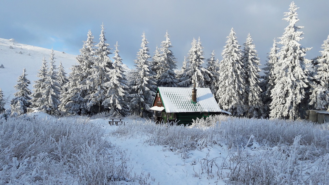 snowy country loneliness chalet free photo