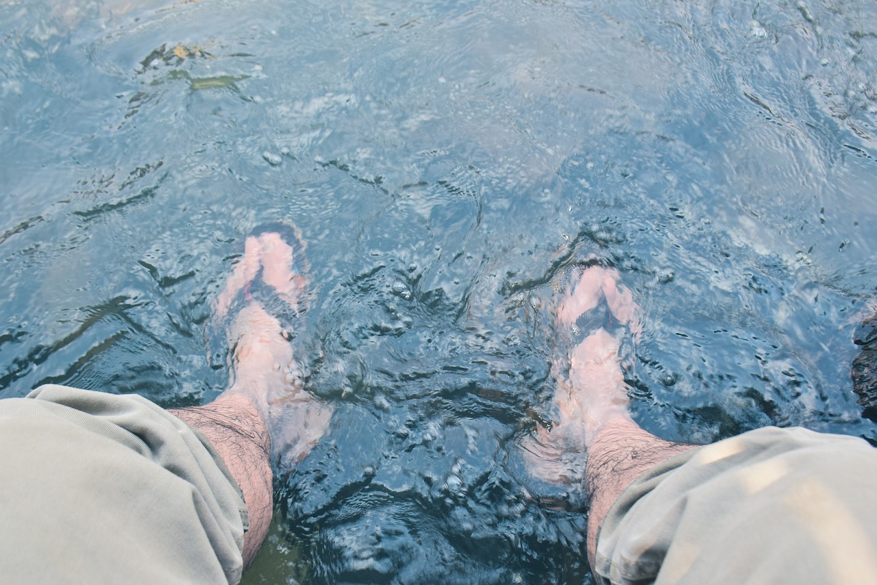 soak in the stream  water  foot free photo