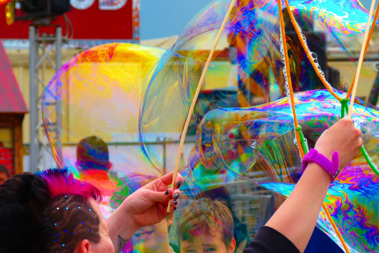 soap bubble colorful heavy going free photo