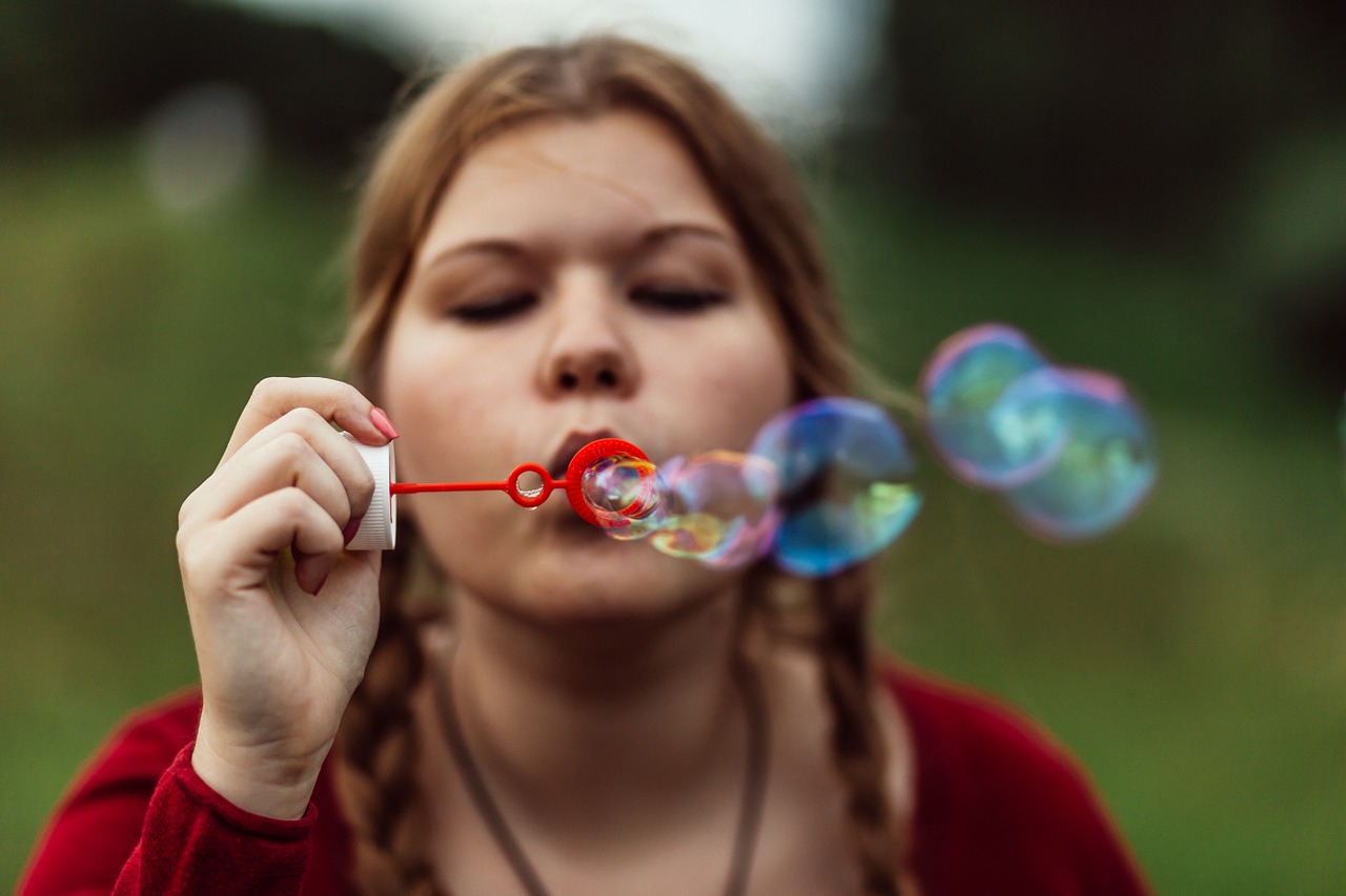soap bubble girl pigtail free photo