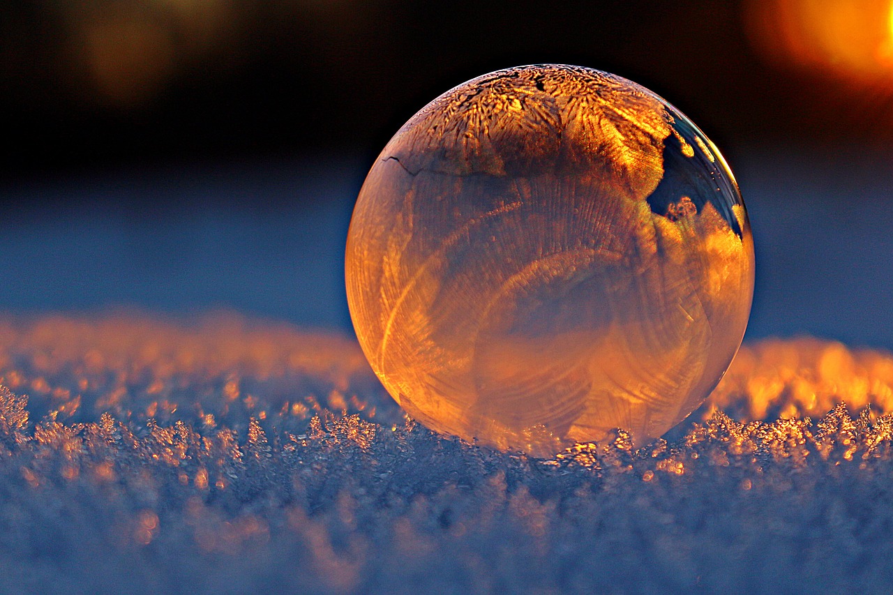 soap bubble evening light frost blister free photo