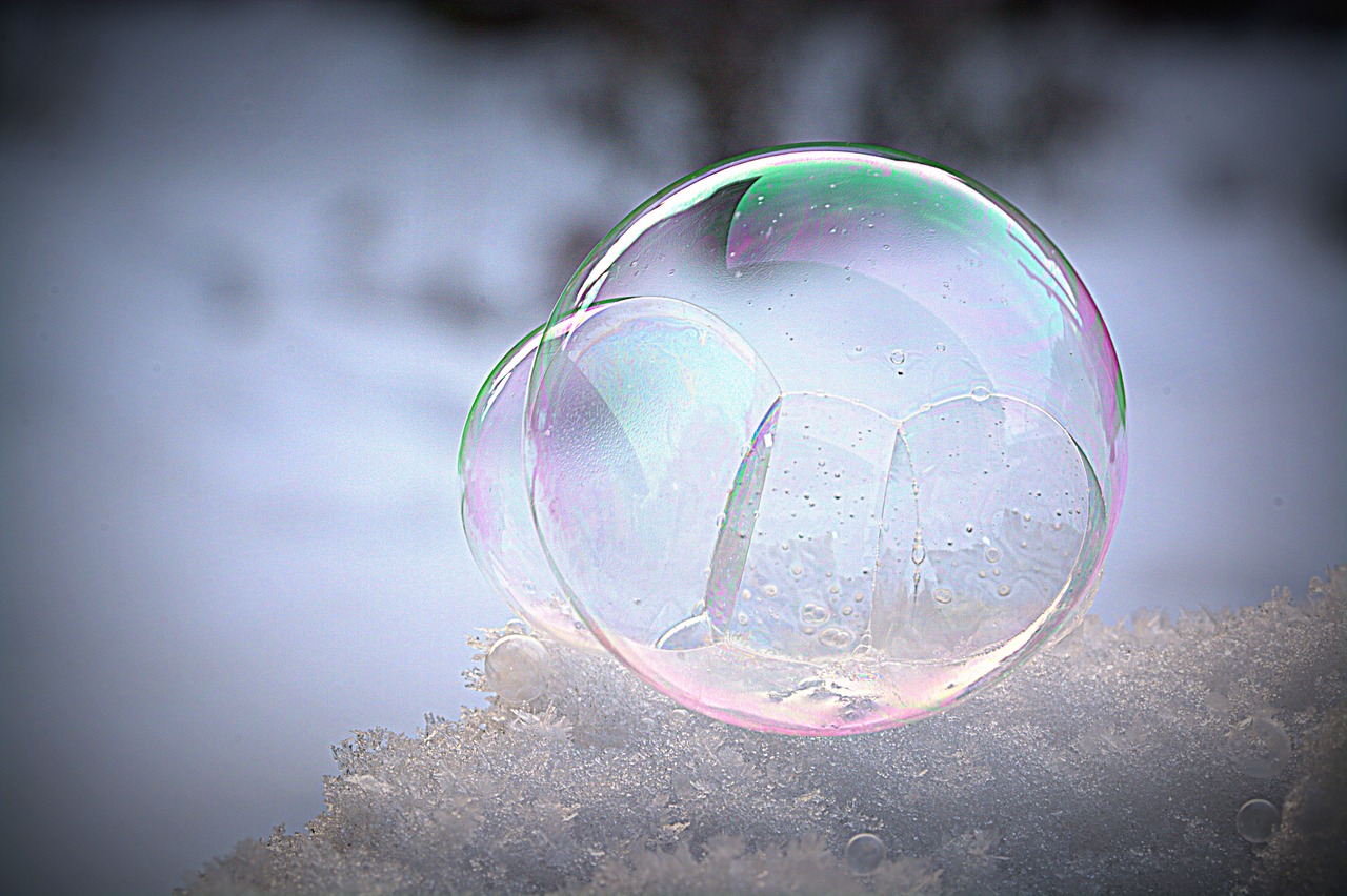 soap bubble frozen wintry free photo