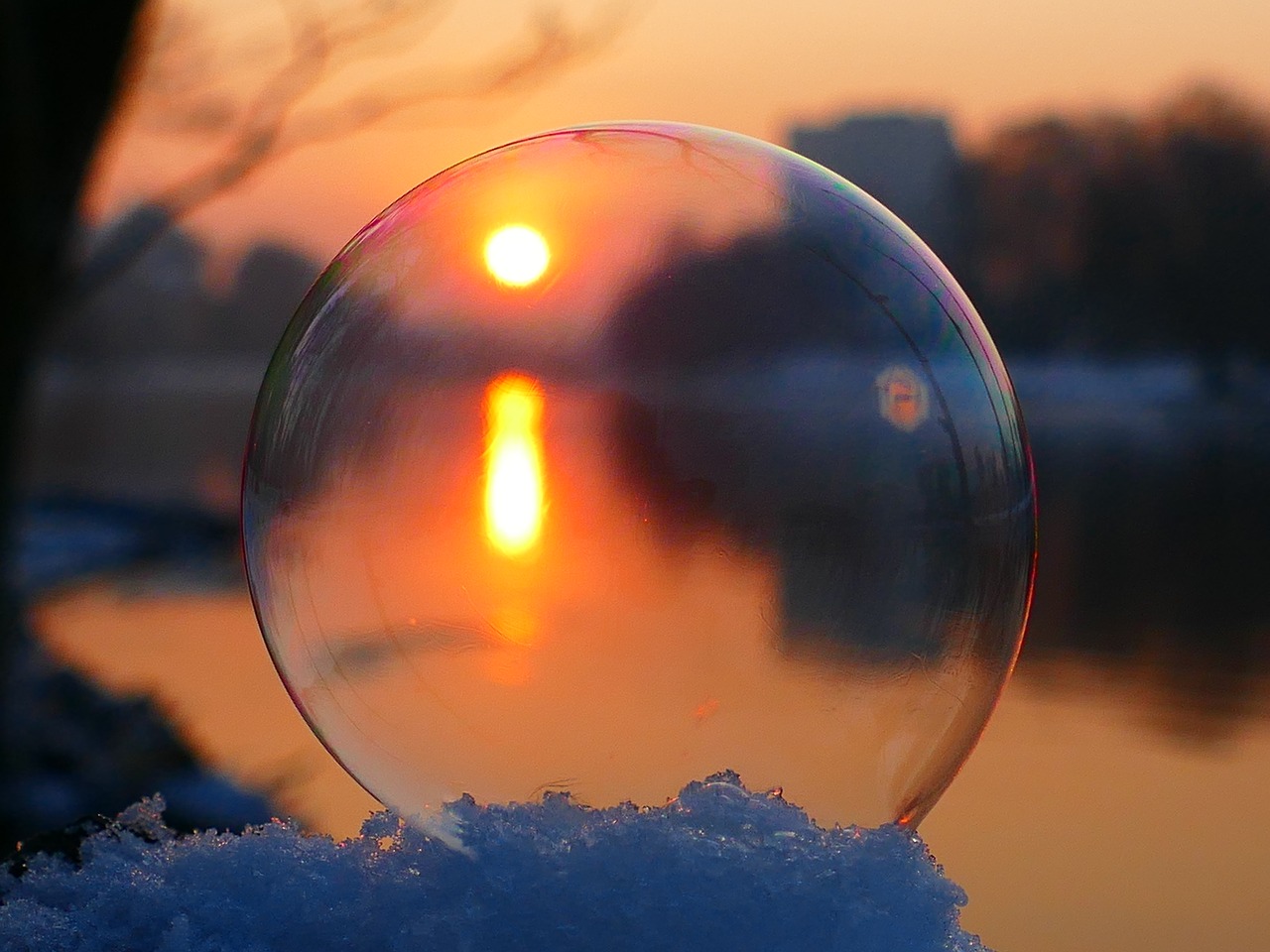 soap bubble winter snow free photo