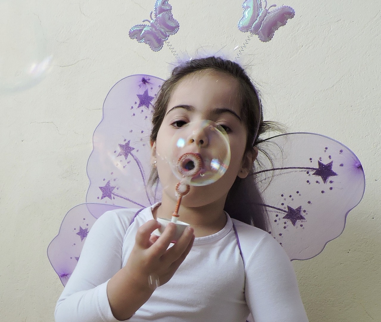 soap bubble girl butterfly wing free photo