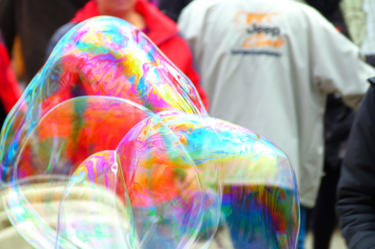 soap bubbles colorful heavy going free photo