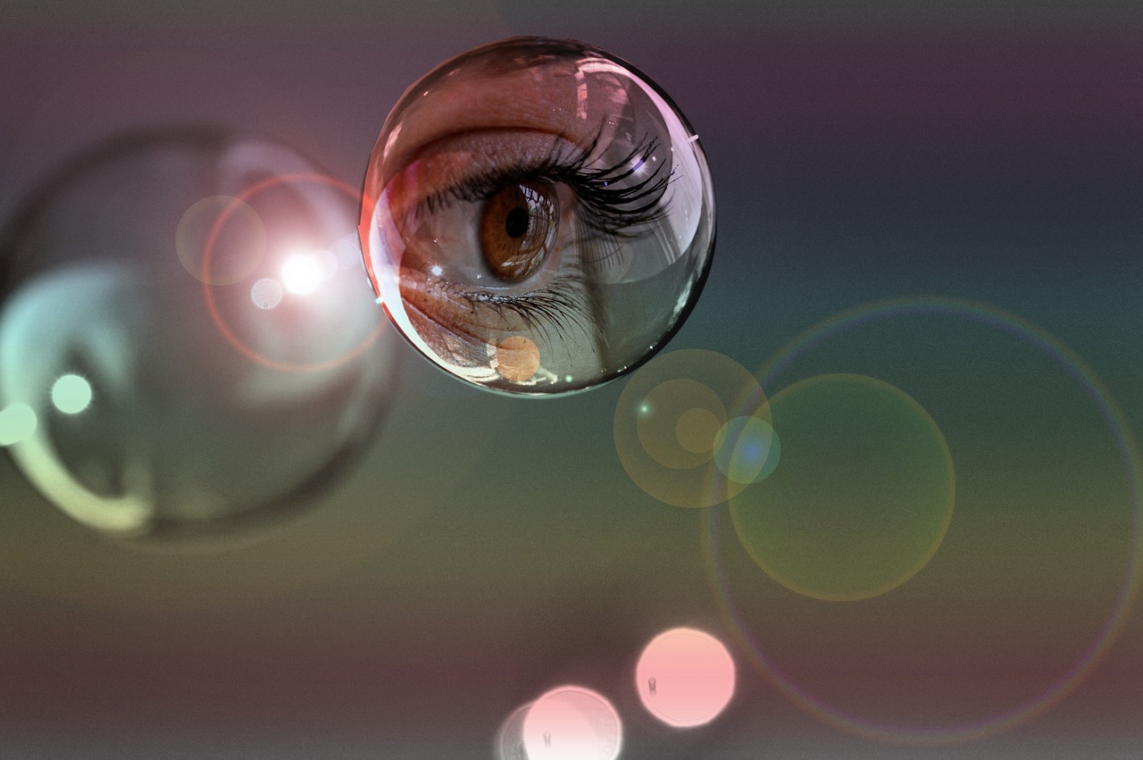 soap bubbles eye glare stains free photo