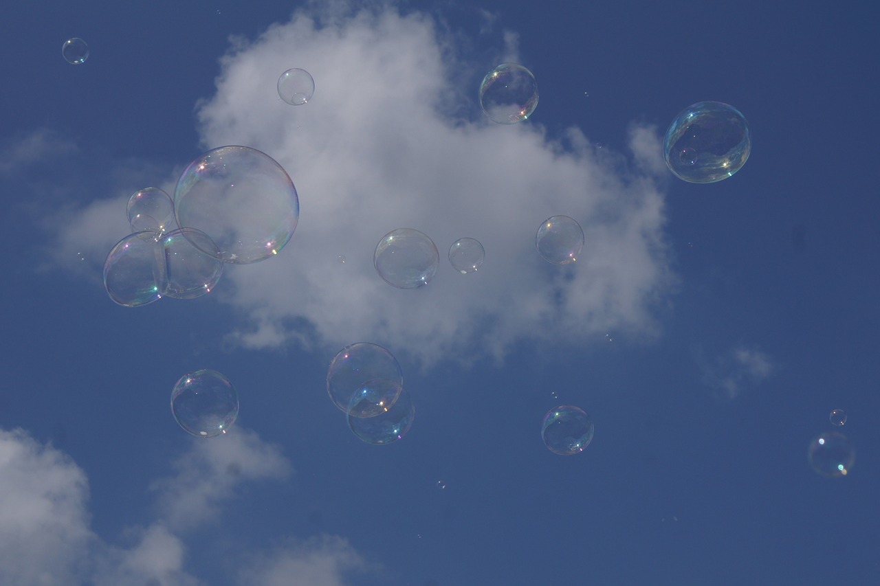 soap bubbles sky blue free photo