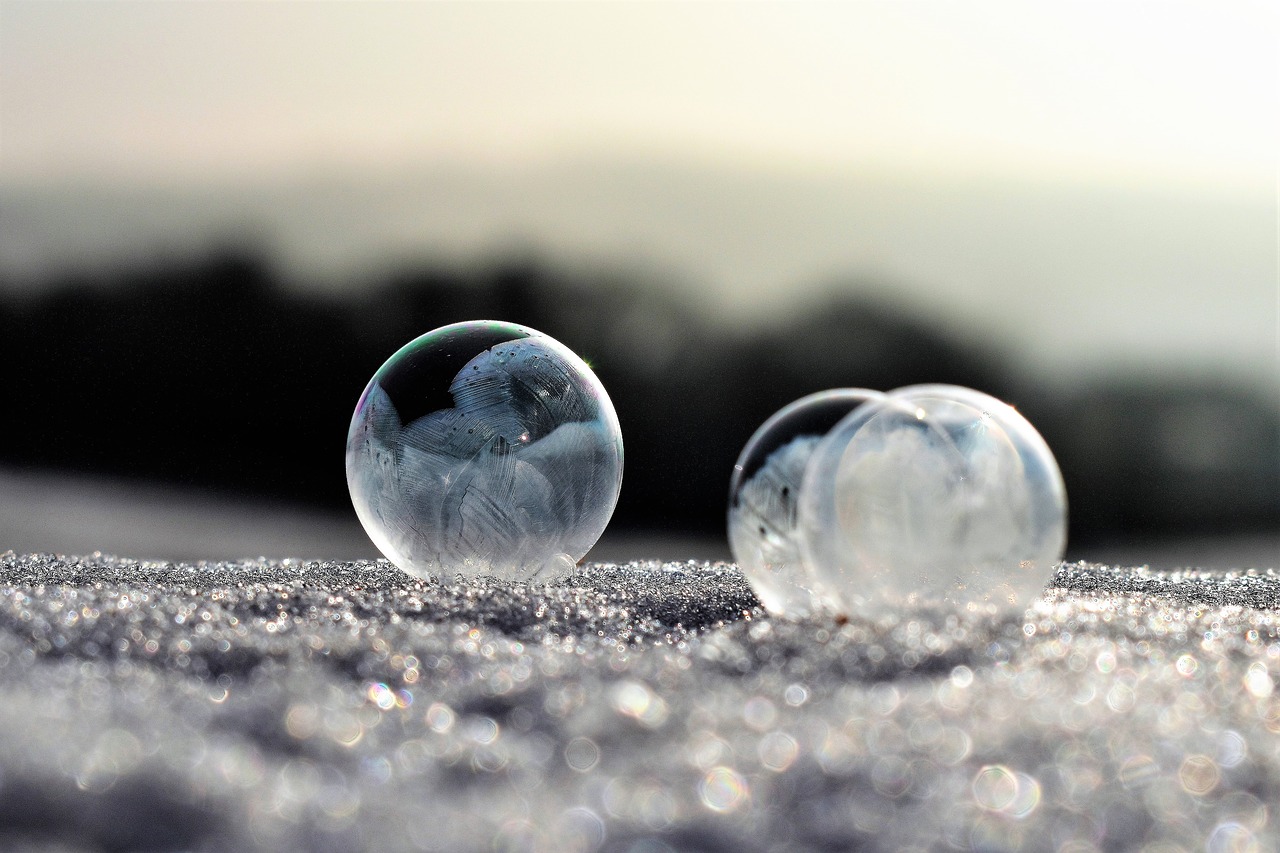 soap bubbles frozen frost free photo