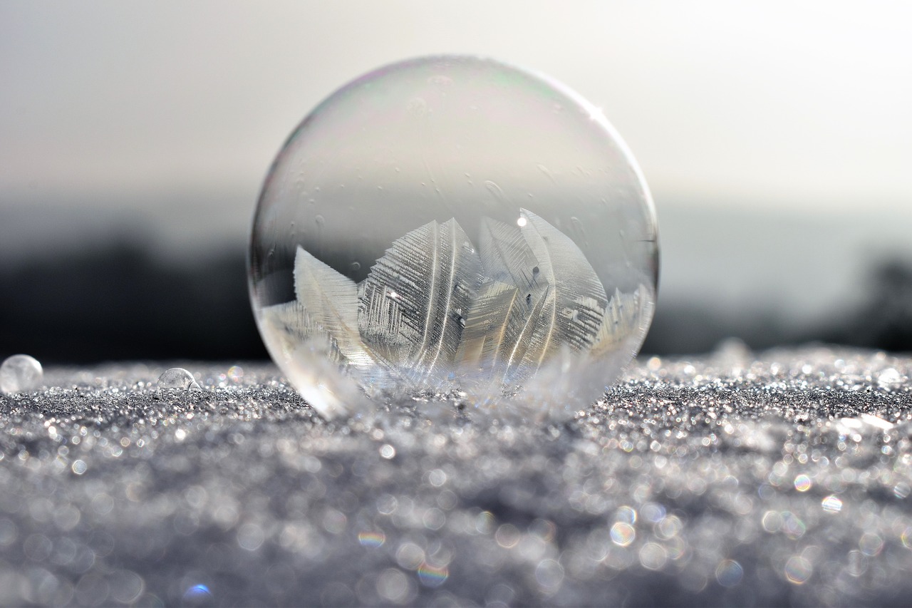 soap bubbles frozen frost free photo