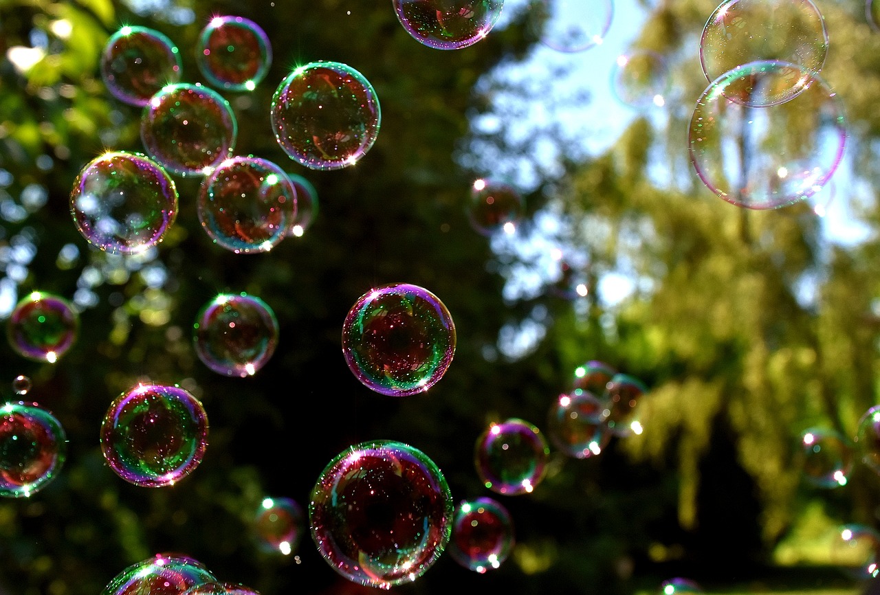 soap bubbles colorful fly free photo