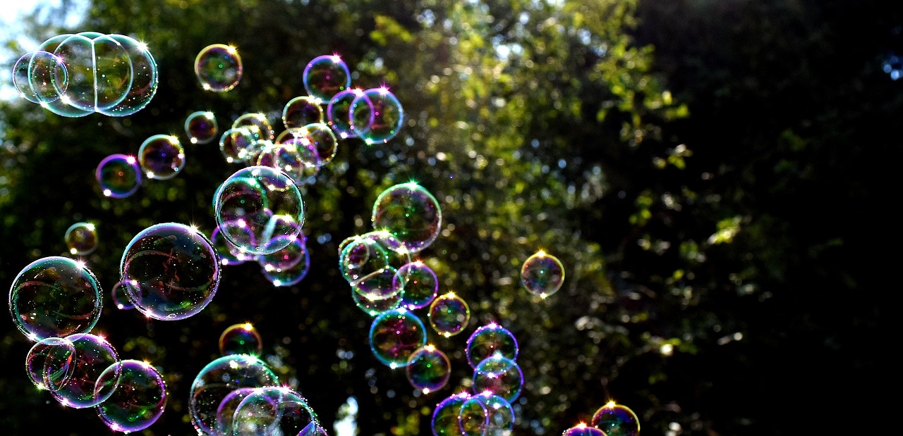 soap bubbles colorful fly free photo