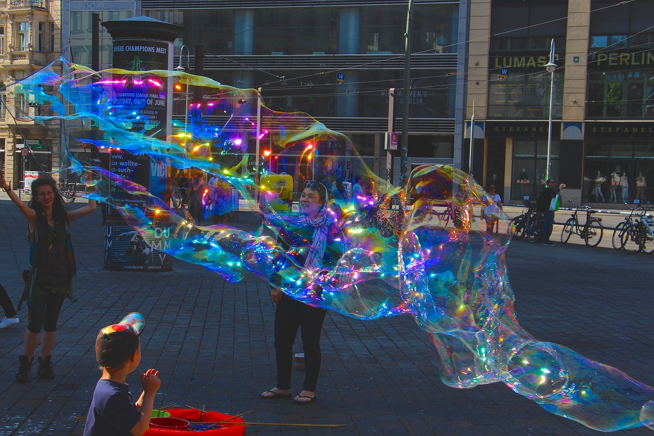 soap bubbles berlin giant bubble free photo