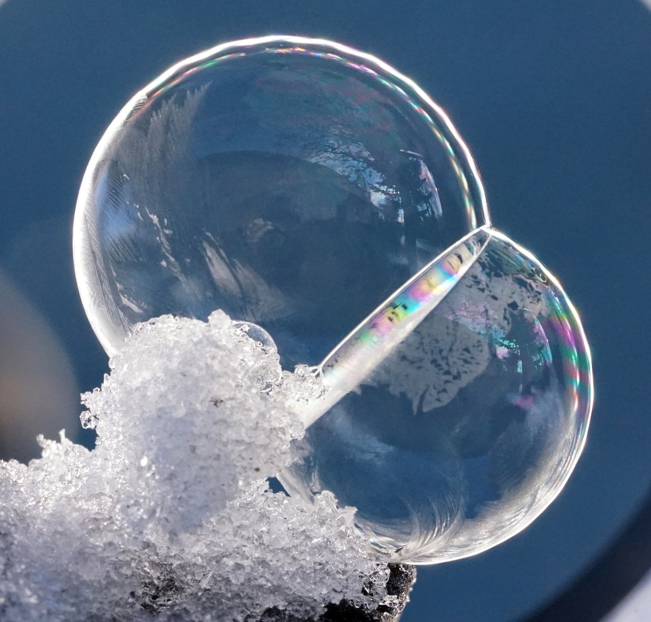 soap bubbles snow ice free photo