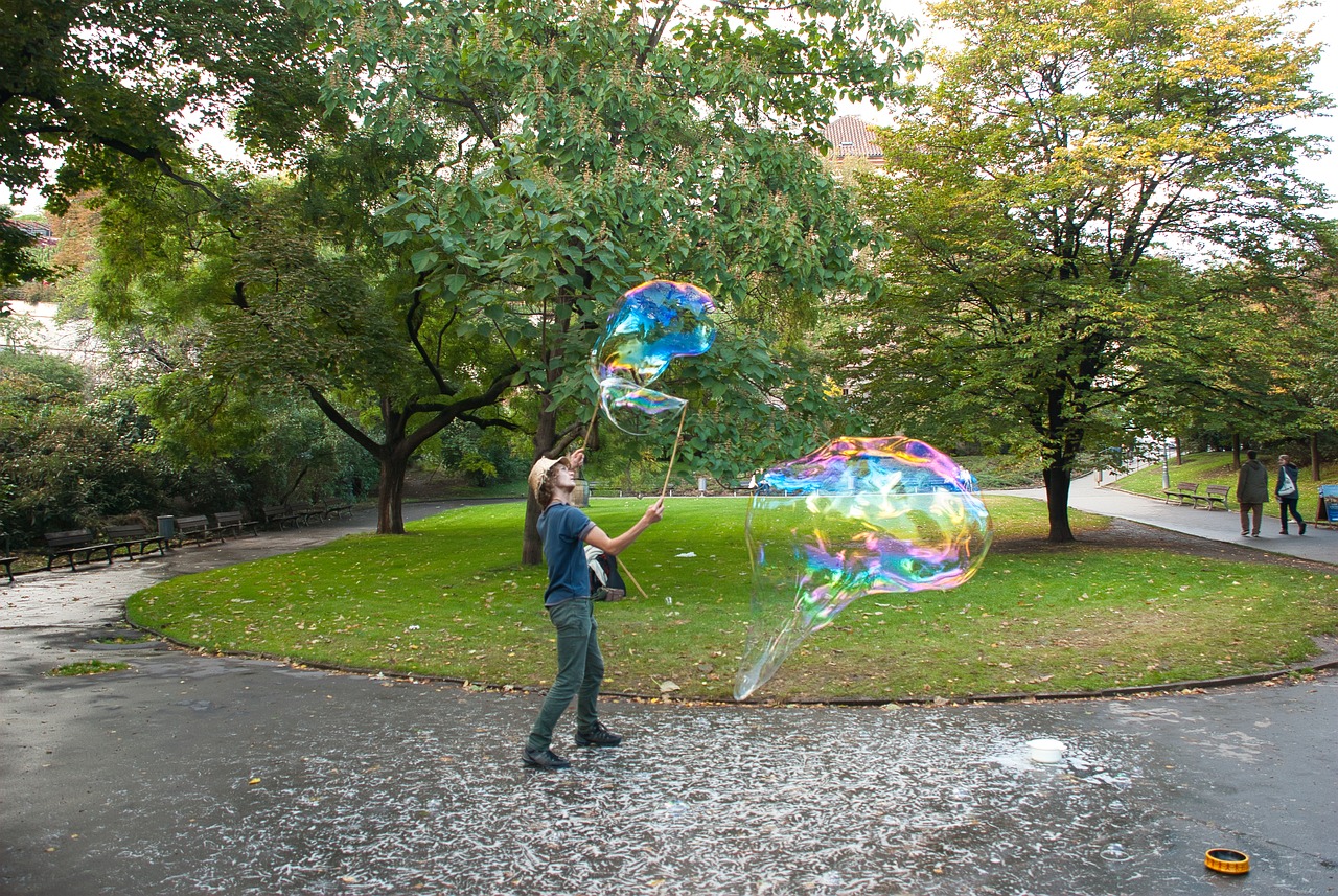 soap bubbles  park  big bubbles free photo